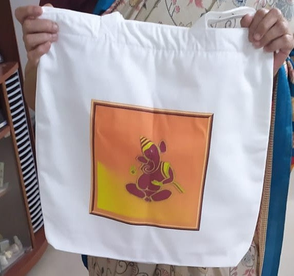 Lord Krishna Sketch Everyday Large CANVAS Tote Bag
